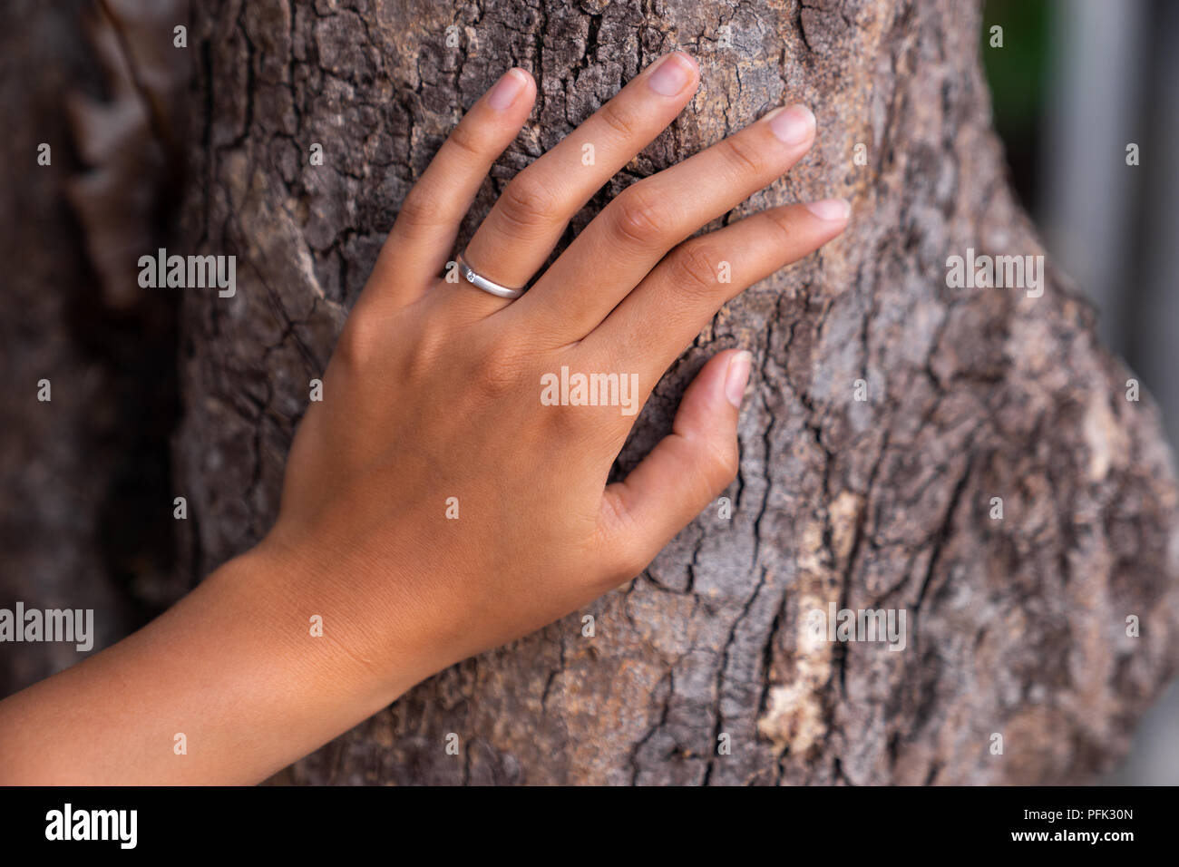 Avec anneau de main de femme engagemnet après proposition de mariage Banque D'Images