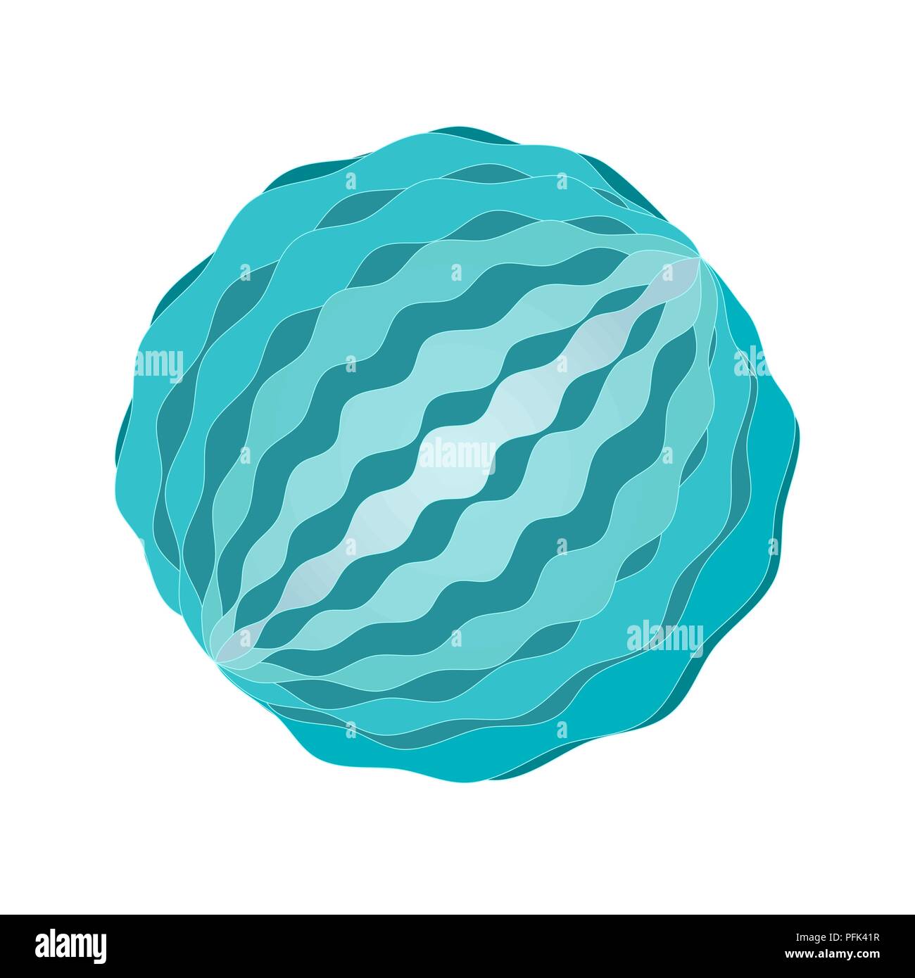 Balle de massage en caoutchouc illustration vectorielle. La couleur bleue, isolé sur blanc. Babbies nervuré sensorielle jouet pour enfants autistes, leçons, les enfants jouant Illustration de Vecteur