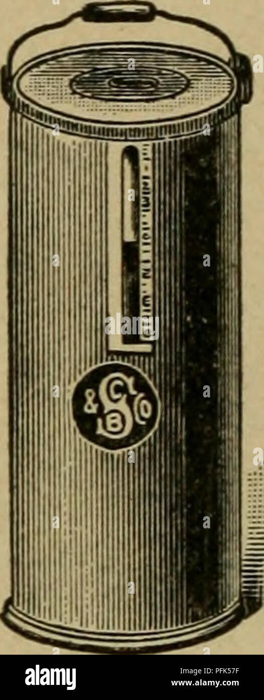 Cette image est tirée d'un manuel de l'agriculture laitière, décrivant les méthodes de séparation de la crème dans la laiterie. Il traite du séparateur de crème centrifuge, qui récupère un pourcentage élevé de matière grasse butyrique, améliorant l'efficacité dans la production de beurre et réduisant les coûts de main-d'œuvre dans les opérations laitières. Banque D'Images