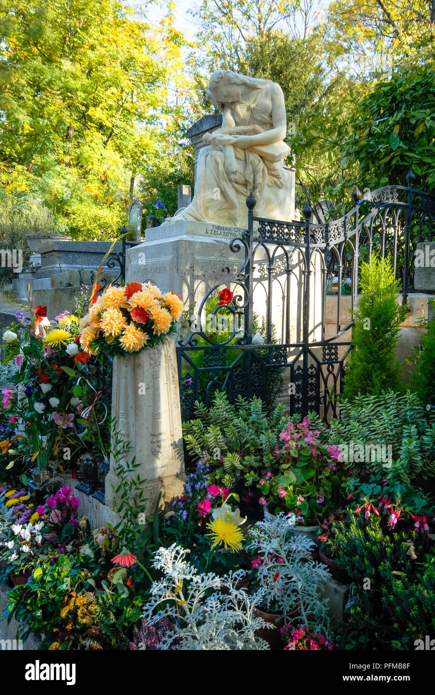 Tombe de Chopin au cimetière du Père-Lachaise à Paris, France Banque D'Images