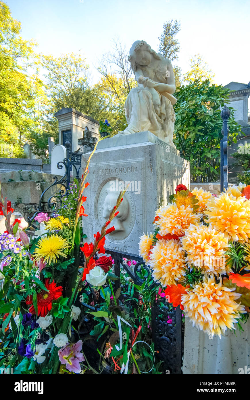 Tombe de Chopin au cimetière du Père-Lachaise à Paris, France Banque D'Images