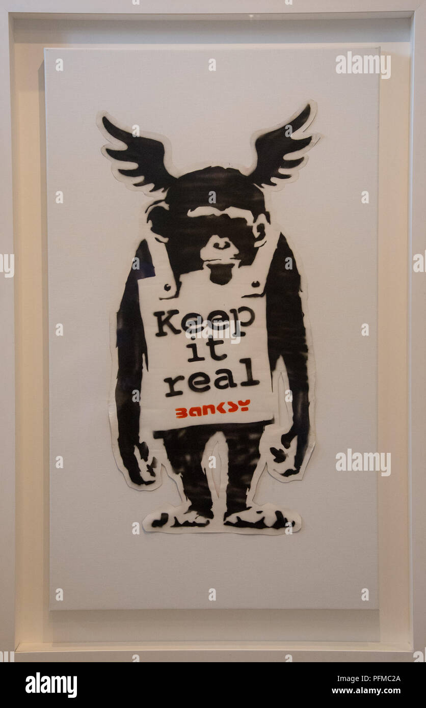 'Rire' à partir de maintenant à l'exposition de Banksy MOCO Museum à Amsterdam, Holland Banque D'Images