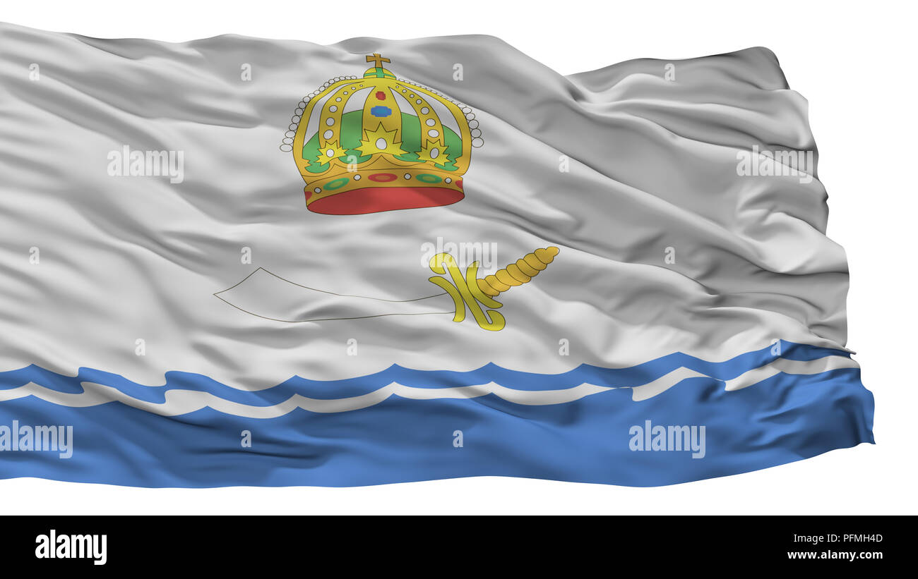 Drapeau de la ville d'Astrakhan, Russie, isolé sur fond blanc Banque D'Images