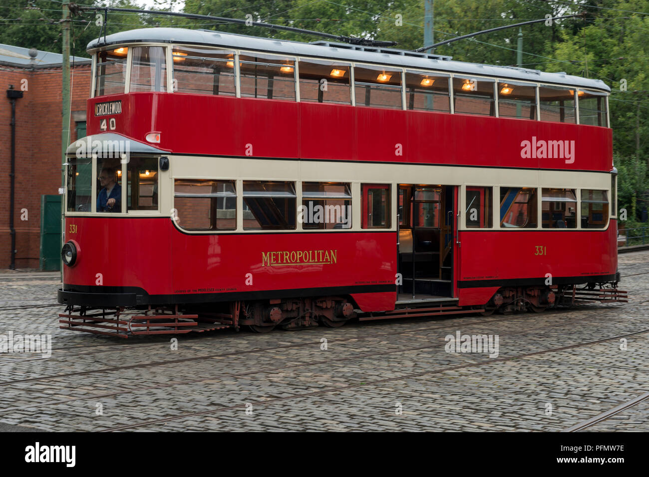 Le Tram 331 métropolitaine (Feltham) à Crich Tramway Village Debyshire 19/08/2018 Banque D'Images