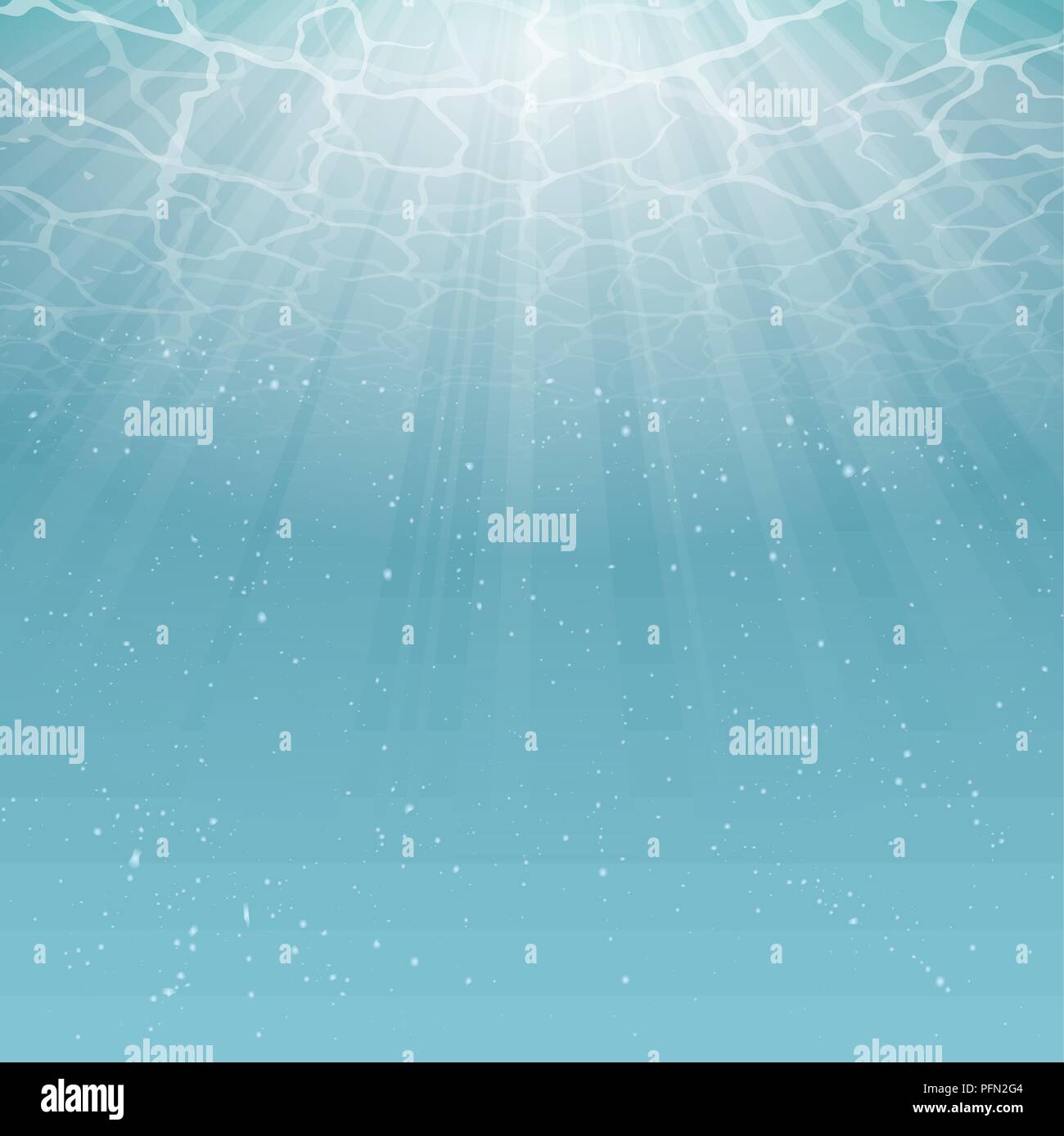 L'océan bleu clair sous l'eau contexte avec magic lights Illustration de Vecteur