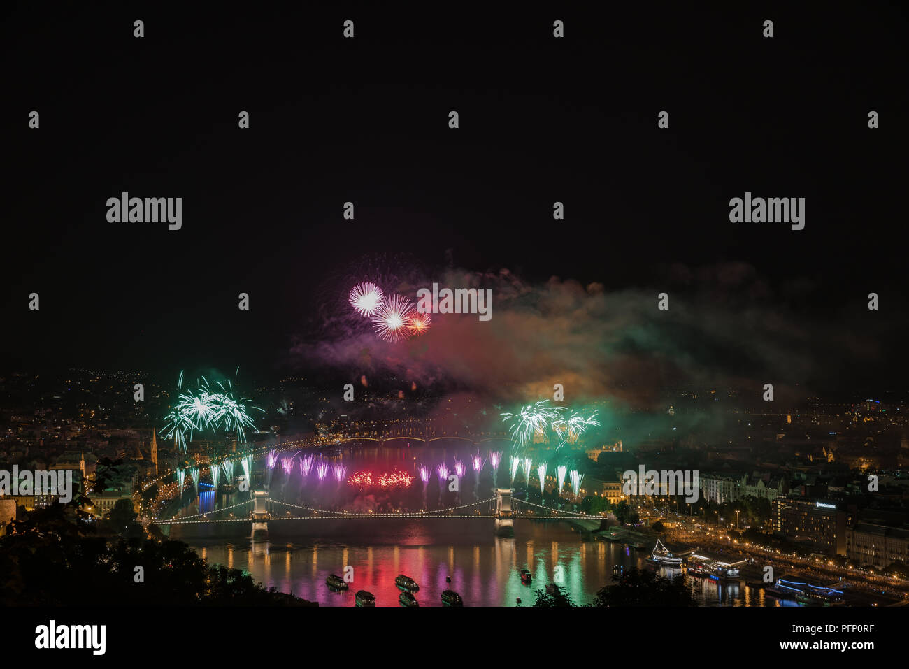 20 août célébration d'artifice à Budapest Banque D'Images