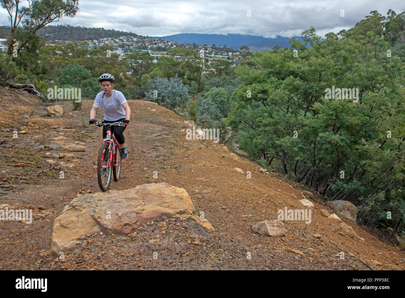 Randonnée à vélo à la Clarence Parc de vélo de montagne Banque D'Images