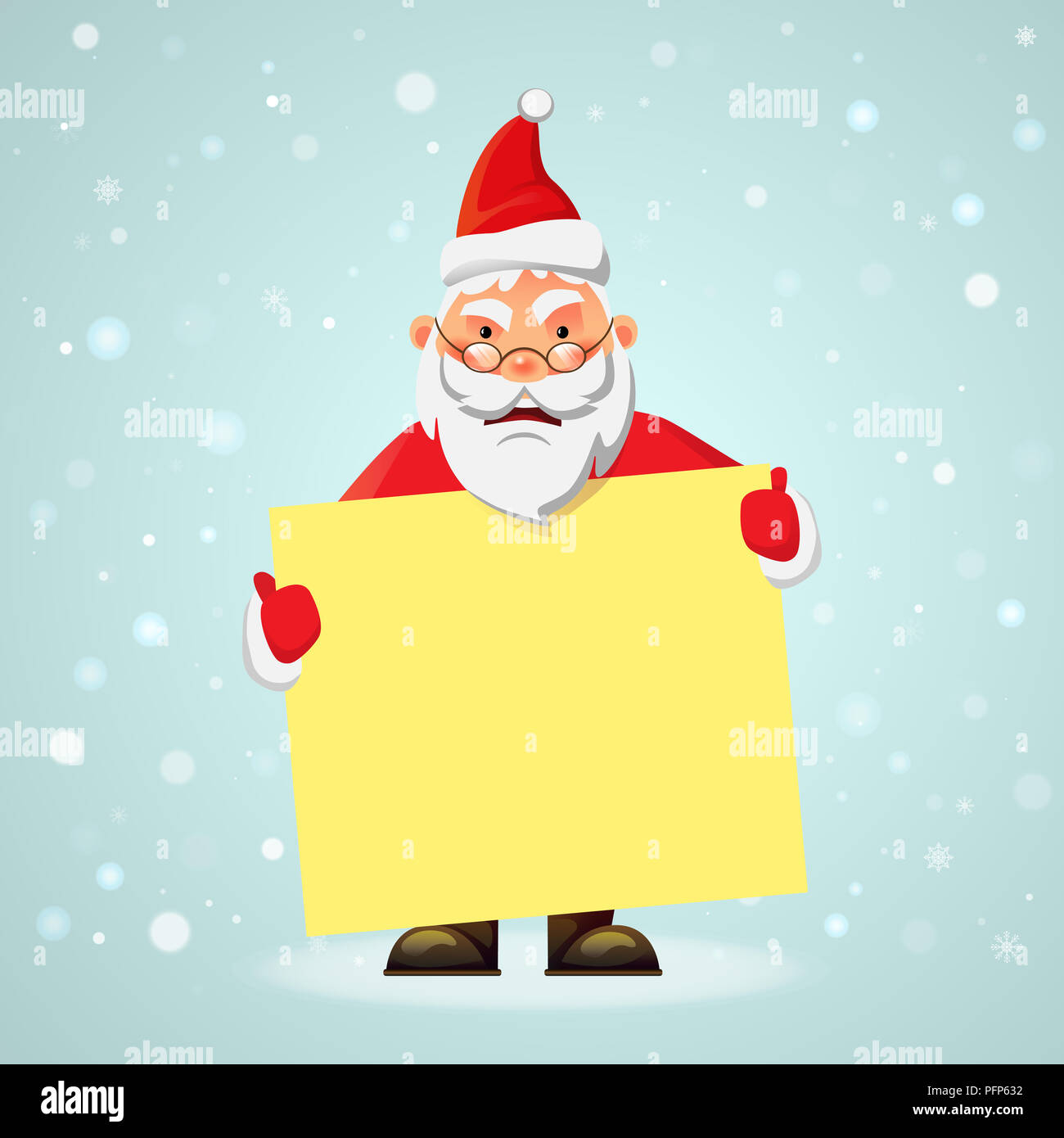 Père Noël avec message board. Bandeau publicitaire vierge. Joyeux Père Noël  illustration Photo Stock - Alamy