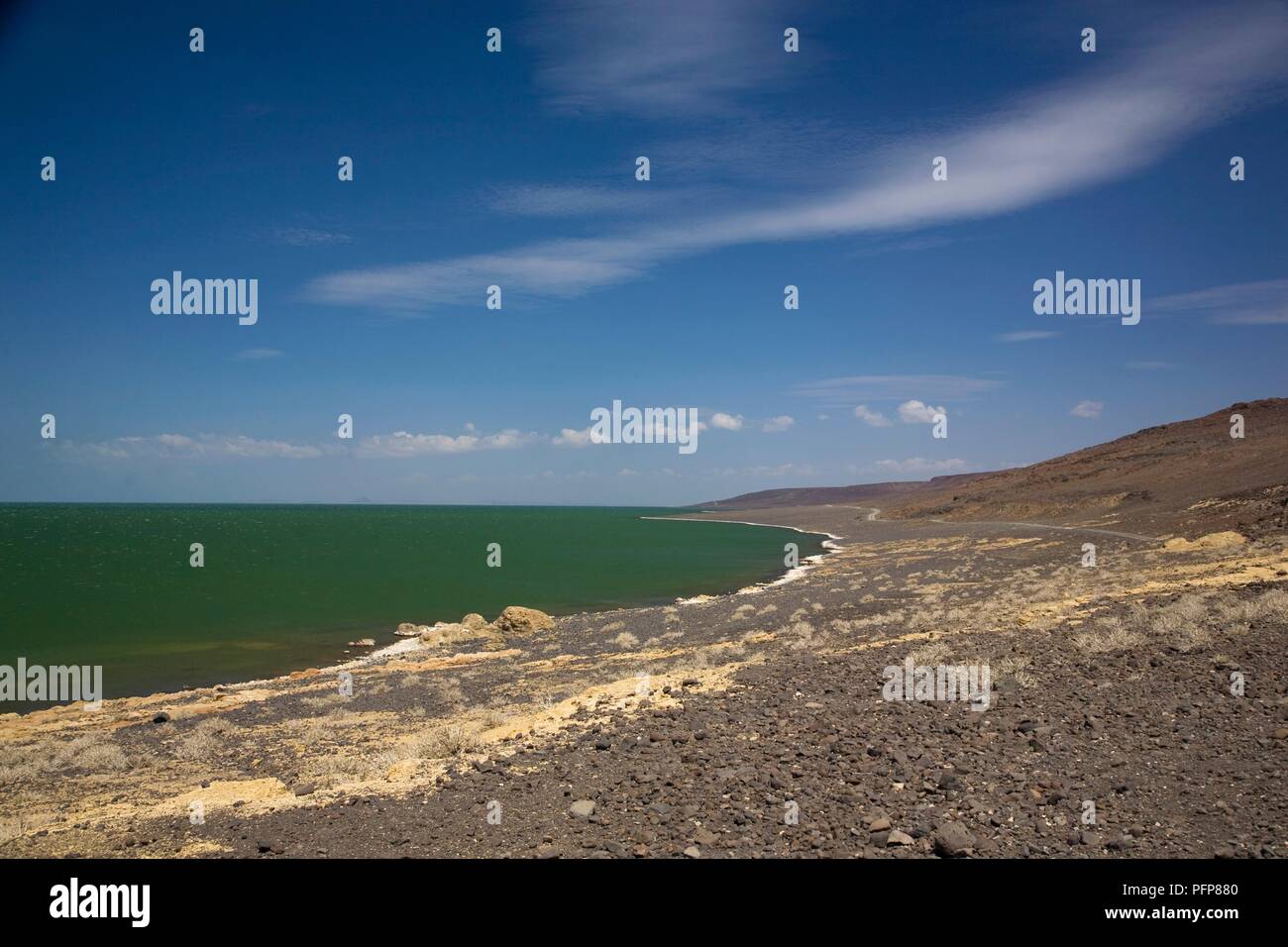 Kenya, vallée du Rift, le lac Turkana, vue sur les rives volcaniques du lac Banque D'Images