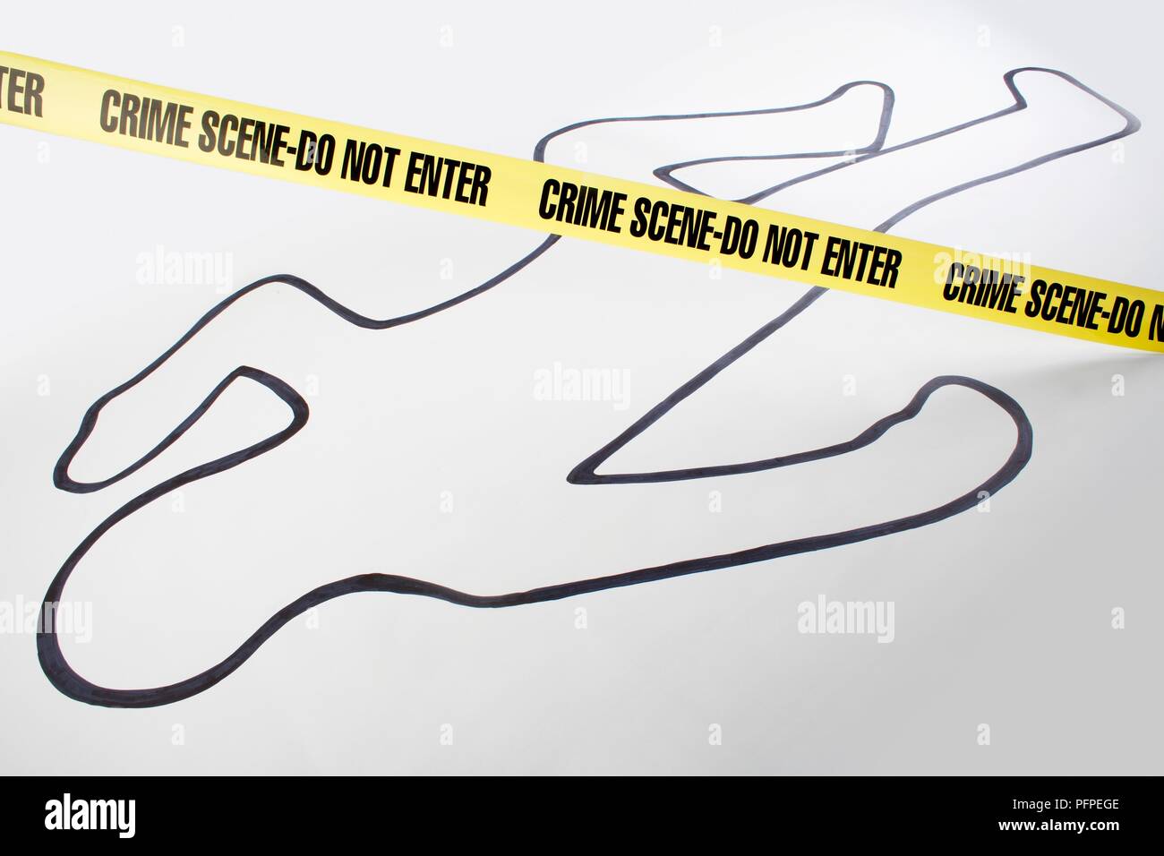Scène de crime "ne pas entrer" bannière ci-dessus décrivent l'élaboration d'une personne Banque D'Images