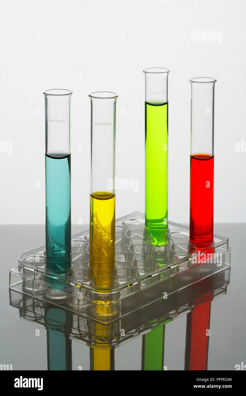 On Place Un Tube A Essai Contenant Un Liquide X Tubes à essai contenant des liquides colorés Photo Stock - Alamy