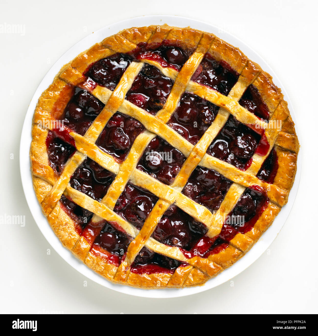 Cherry lattice pie Banque D'Images