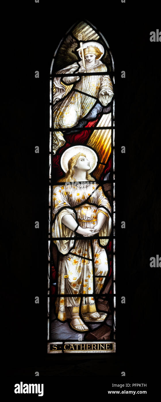 Sainte Catherine de vitraux, l'église Saint-Jacques, Normanton-sur-Soar, Nottinghamshire, Angleterre, RU Banque D'Images