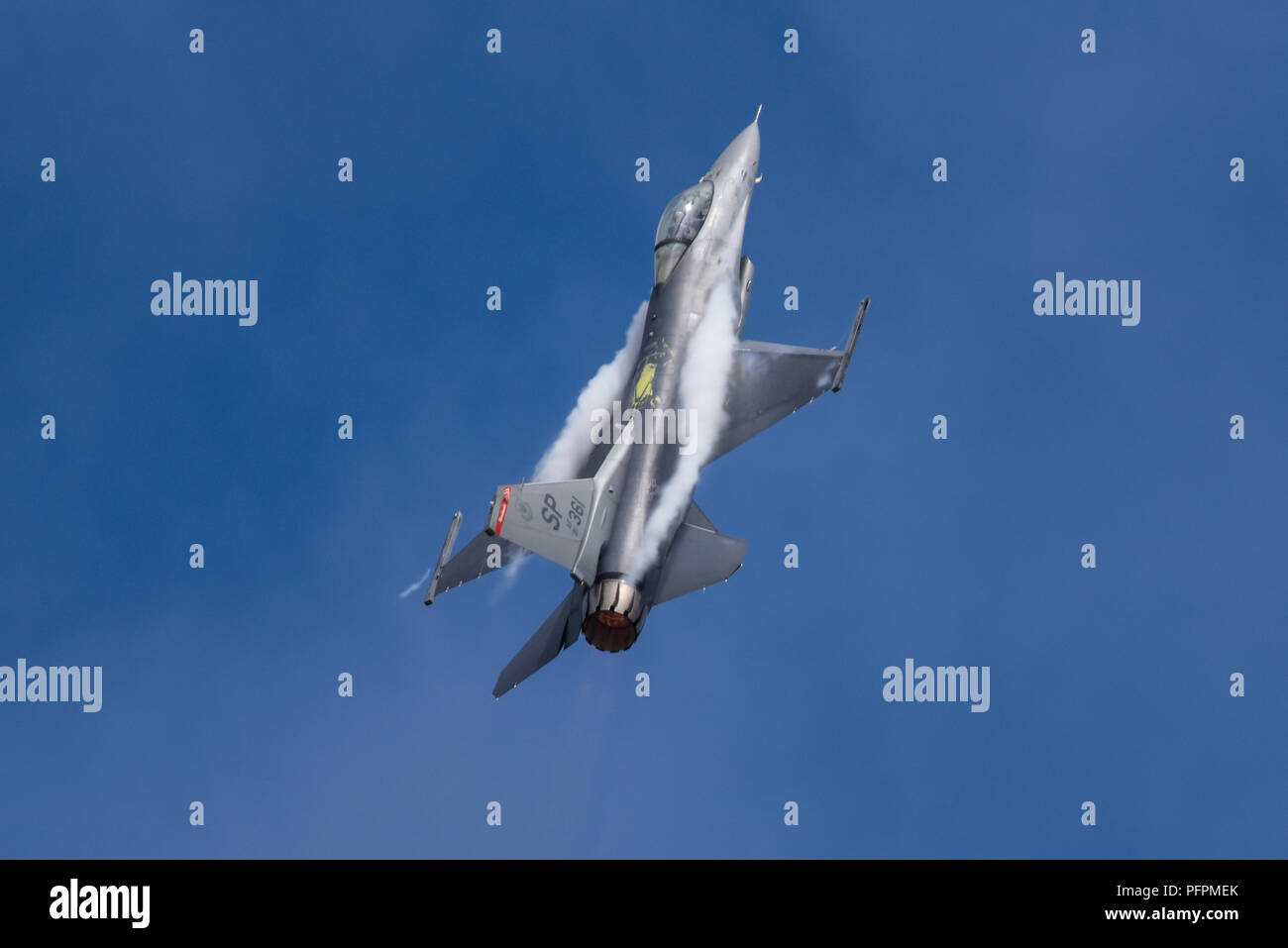 Lockheed Martin F-16 Fighting Falcon avion de chasse à réaction au salon aéronautique international de Farnborough, du 480e escadron de chasse de Spangdahlem, en Allemagne Banque D'Images