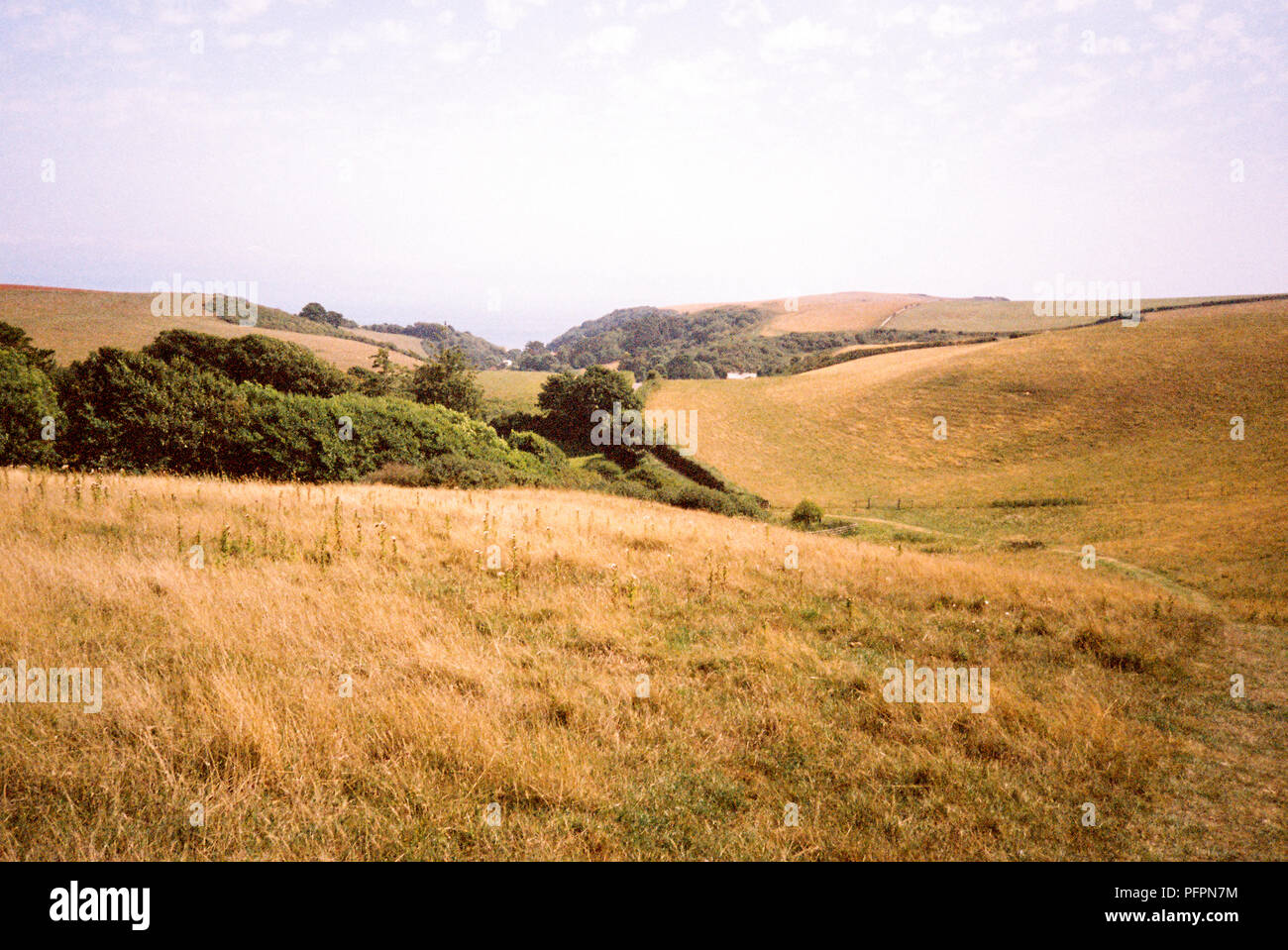 Vue de Hope Cove, Karrageen Caravan & Camping Park, Bolberry, Kingsbridge, Royaume-Uni. Banque D'Images