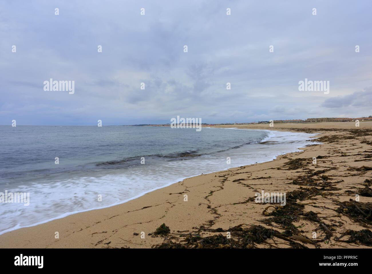 Plage De La Mer Vide Du Nord Du Portugal Au Début De Lété