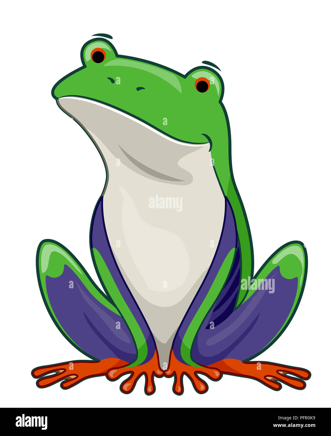illustration-d-une-rainette-assise-en-vert-violet-orange-et-blanc
