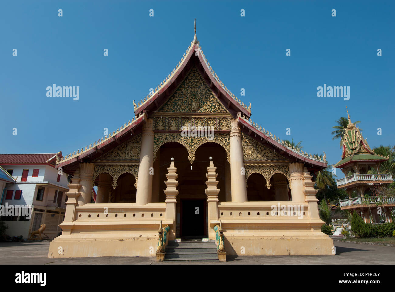 Le Laos, Vientiane, Wat Ong Teu Mahawihan (Temple du Bouddha lourd), l'extérieur de temple Banque D'Images