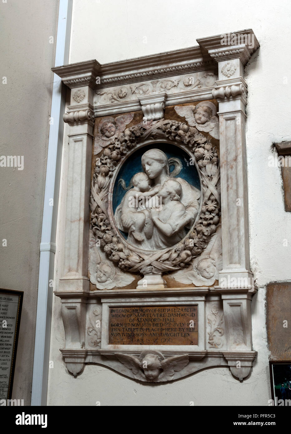 Edith Elizabeth Dashwood de Stanford Hall Memorial, Église Saint Jean-Baptiste, Stanford-sur-Soar, Nottinghamshire, Angleterre, RU Banque D'Images