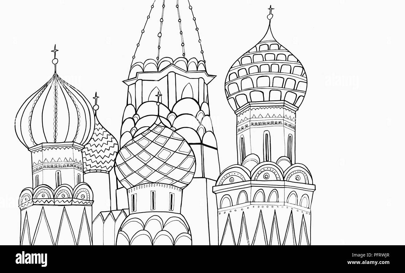 Illustration de la Cathédrale St Basile, place Rouge, Moscou Banque D'Images