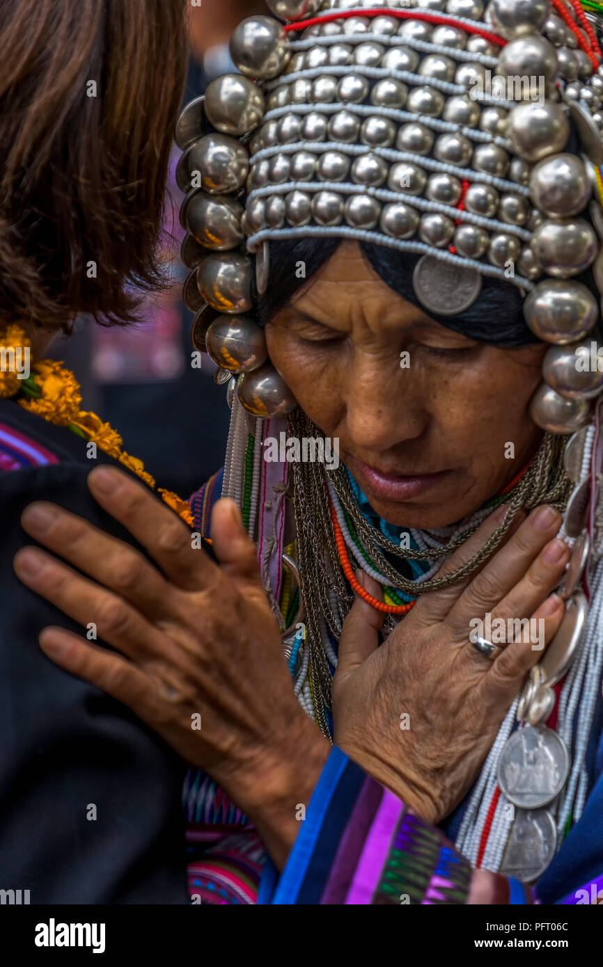 La tribu Akha, les minorités chrétiennes dans le nord de la Thaïlande, montagnes Banque D'Images