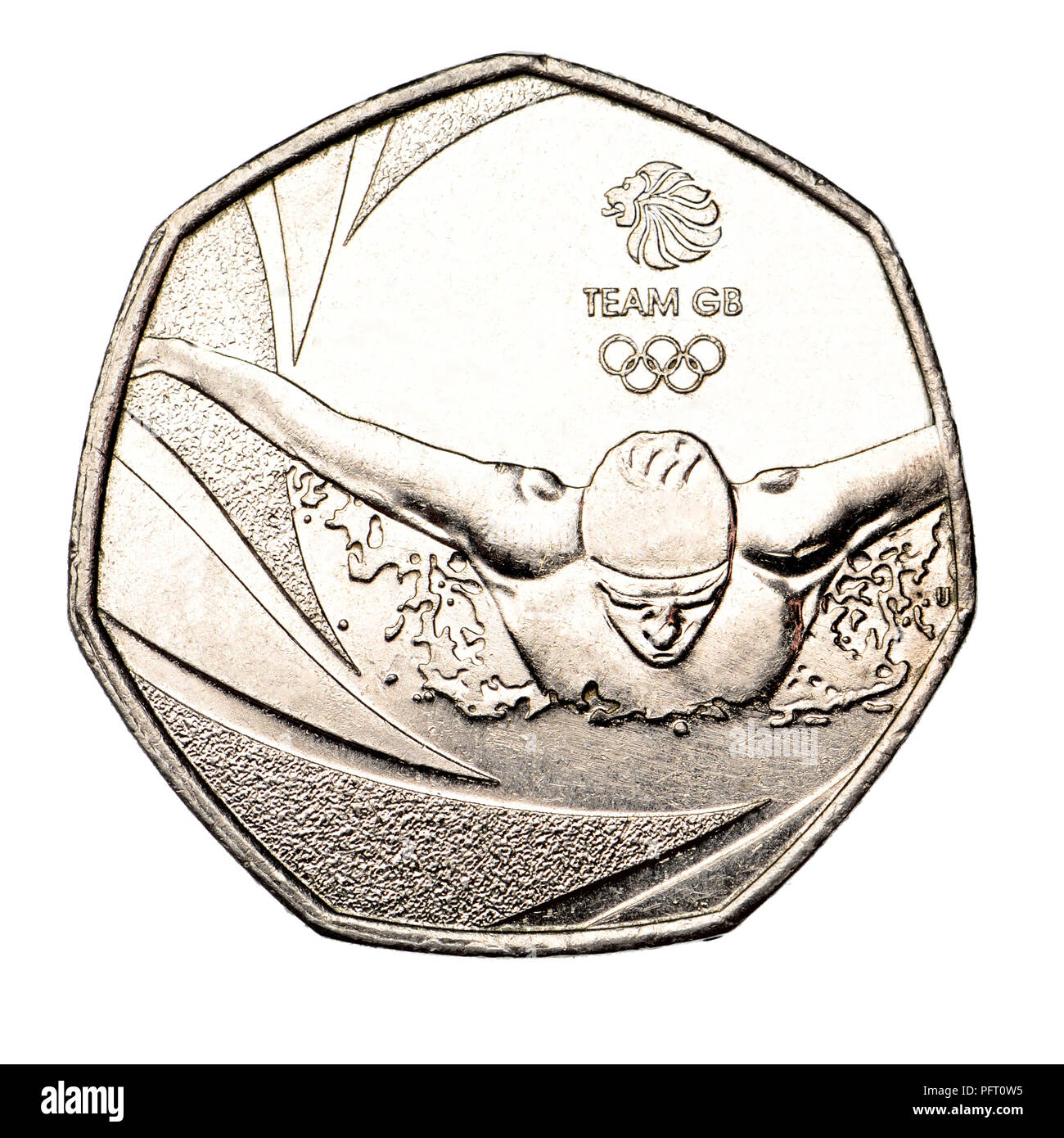 La pièce commémorative 50p (2016 : Tim Sharp), l'équipe Go Jeux Olympiques 2016 Banque D'Images