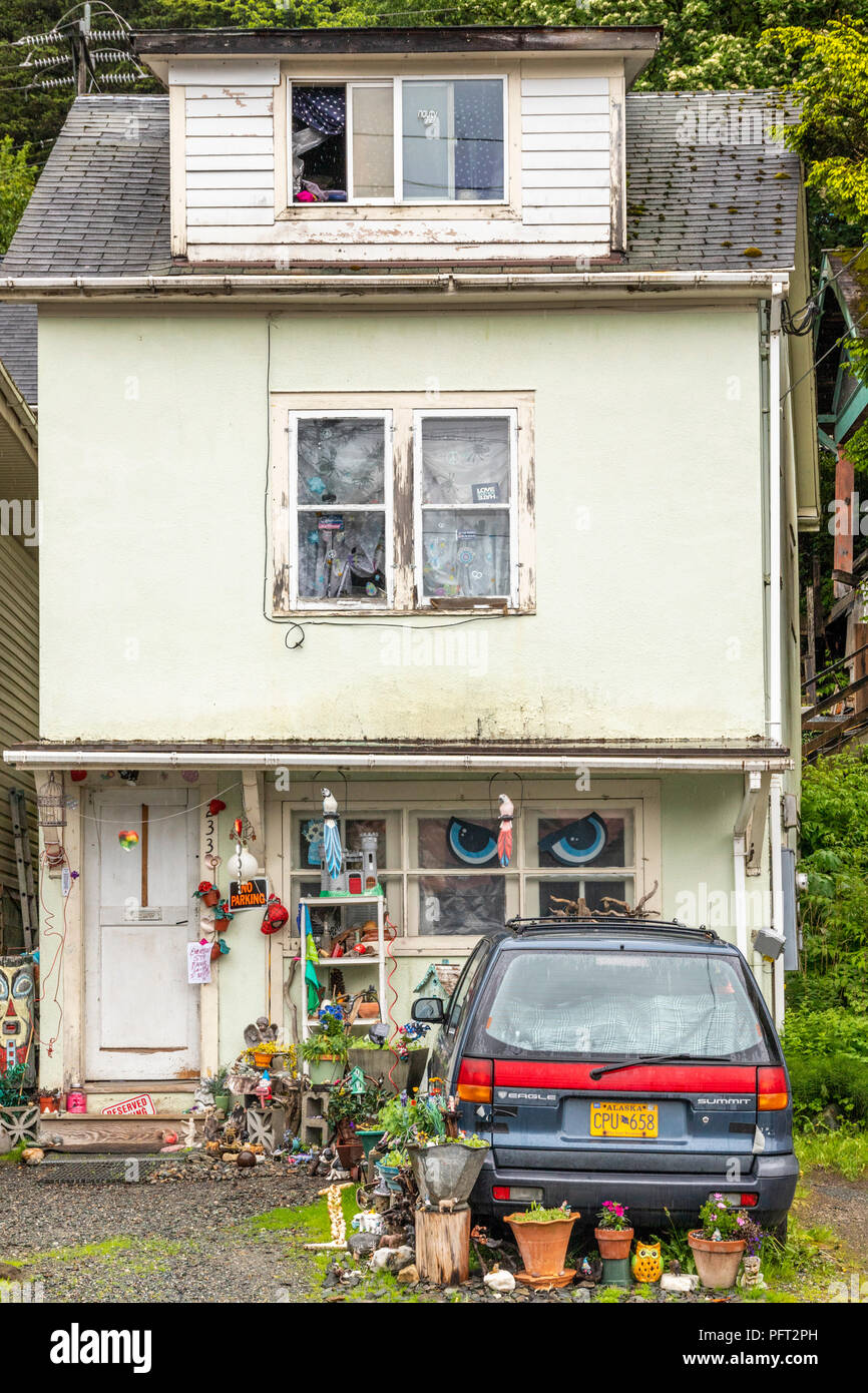 Une maison intéressante à Juneau, la capitale de l'Alaska, USA Banque D'Images