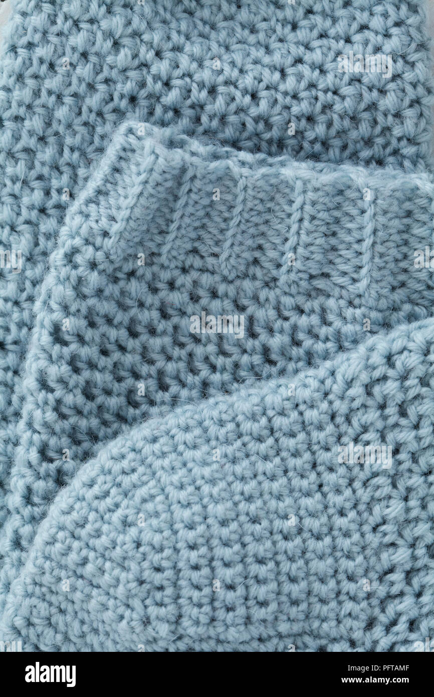 Close-up de chaussettes au crochet bleu Banque D'Images
