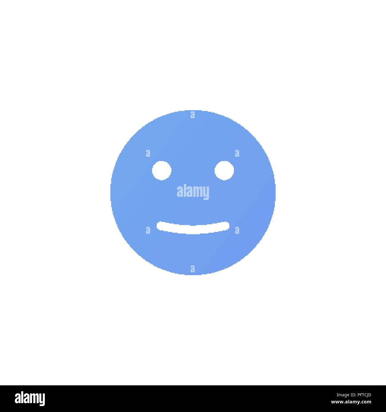 Visage anthropomorphe emoji satisfait. Smiley bleu isolé sur fond blanc Illustration de Vecteur