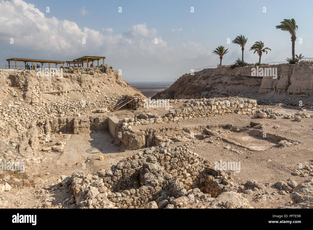 Ruines à Tel Megiddo parc national en Israël, Moyen-Orient Banque D'Images