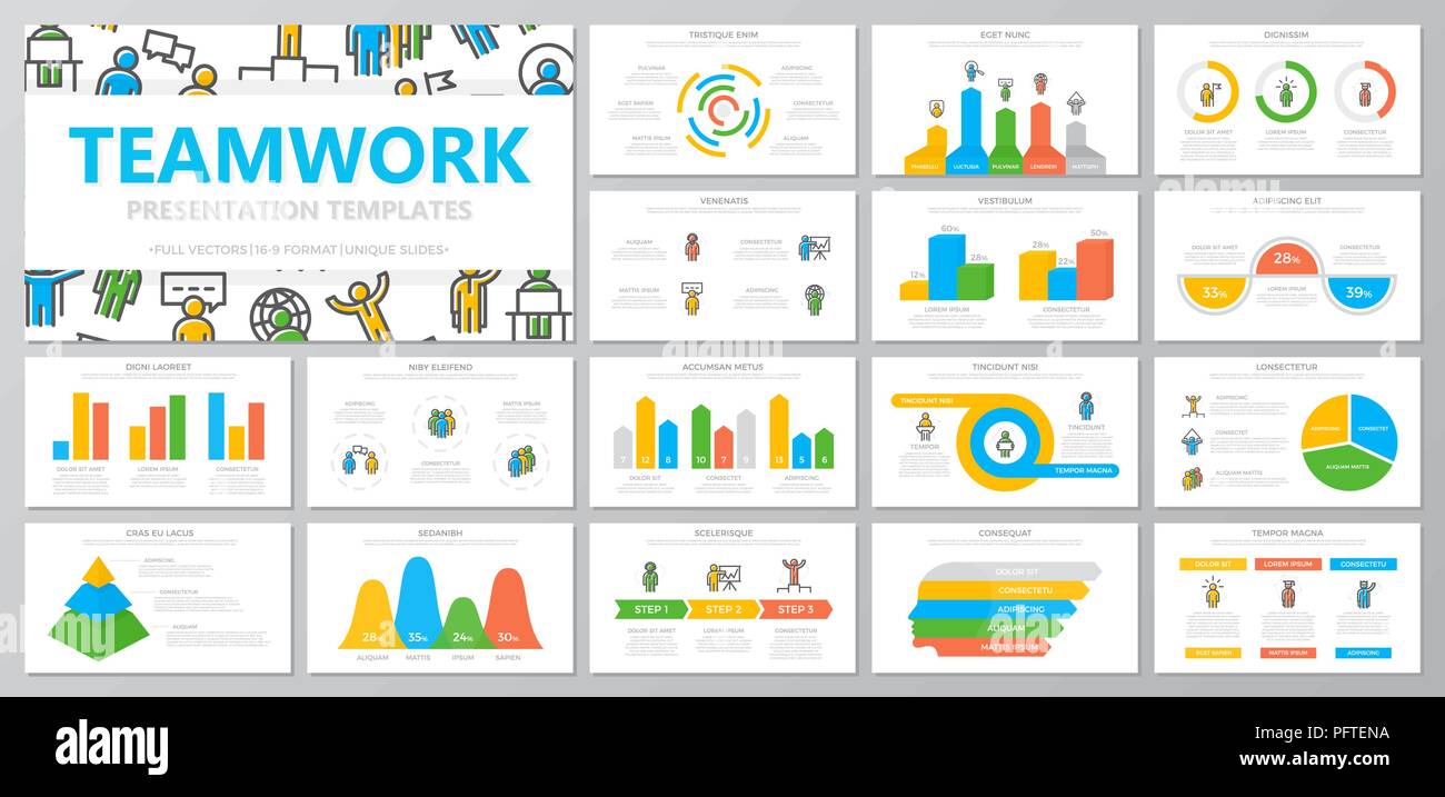 Ensemble de ressources humaines et organisation de l'entreprise Éléments de gestion modèle de présentation pour les impressions des diapositives avec graphiques et tableaux. Notice, rapport d'entreprise, marketing, publicité, conception de couverture de livre. Illustration de Vecteur