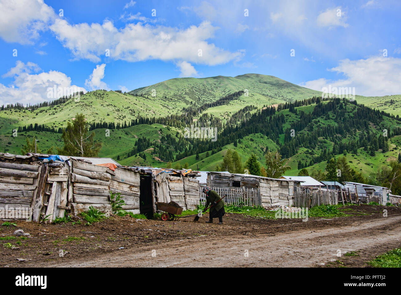 La vie dans les régions rurales de la vallée de Jyrgalan, Kirghizistan Banque D'Images