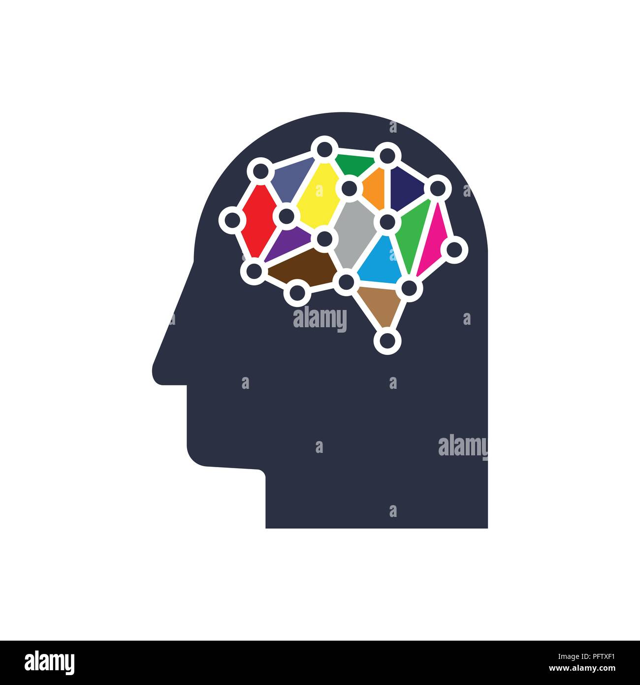 Le concept de système d'IA que créative. Maillage numérique du cerveau intelligent idée. Réseau de neurones interagir futuriste profil se connecter. L'intelligence artificielle, machine-robot intégré d'apprentissage Illustration de Vecteur