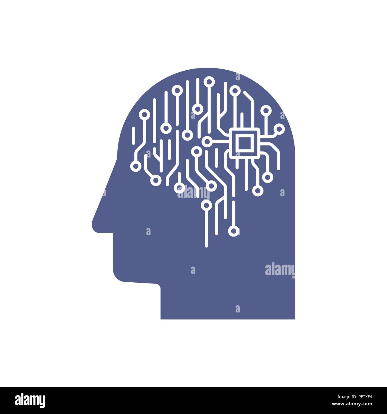 Abstract illustration d'une carte électronique cerveau en profil, ai intelligence artificielle concept Illustration de Vecteur