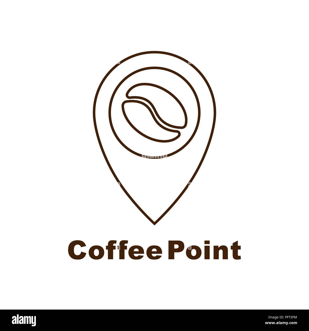 Logo vector minimaliste pour café. Logotype avec grain de café et navigation Illustration de Vecteur