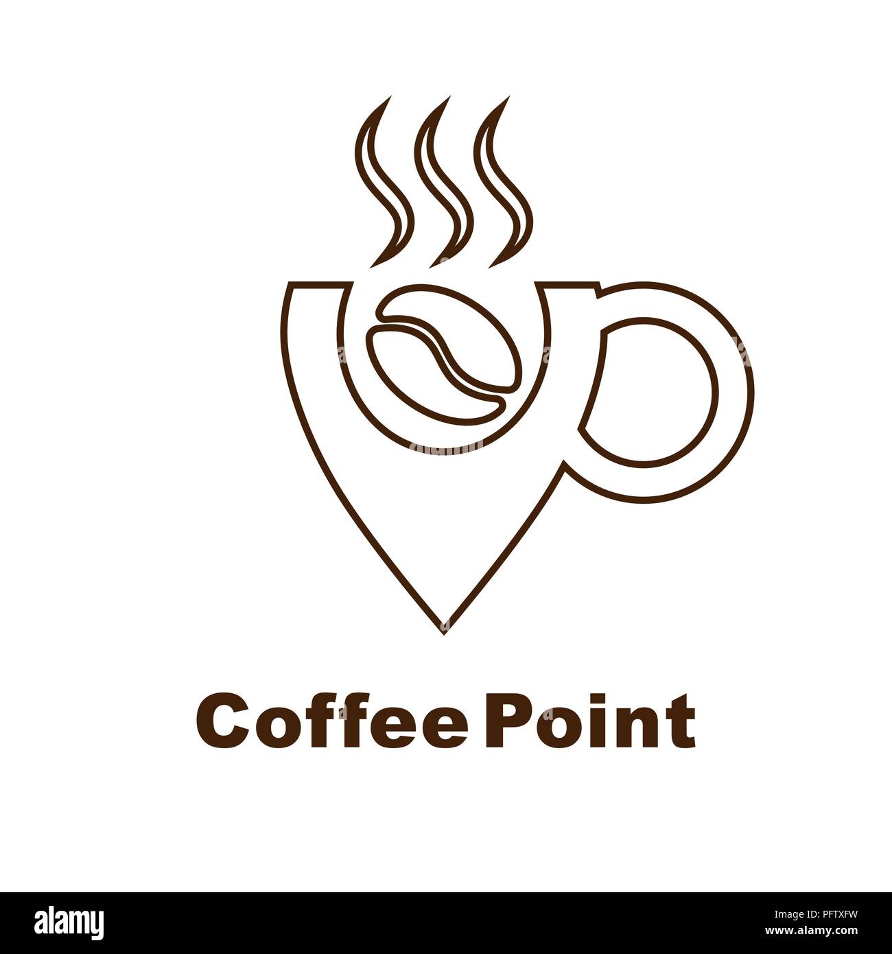 Logo vector minimaliste pour café. Logotype avec grain de café et tasse navigation Illustration de Vecteur