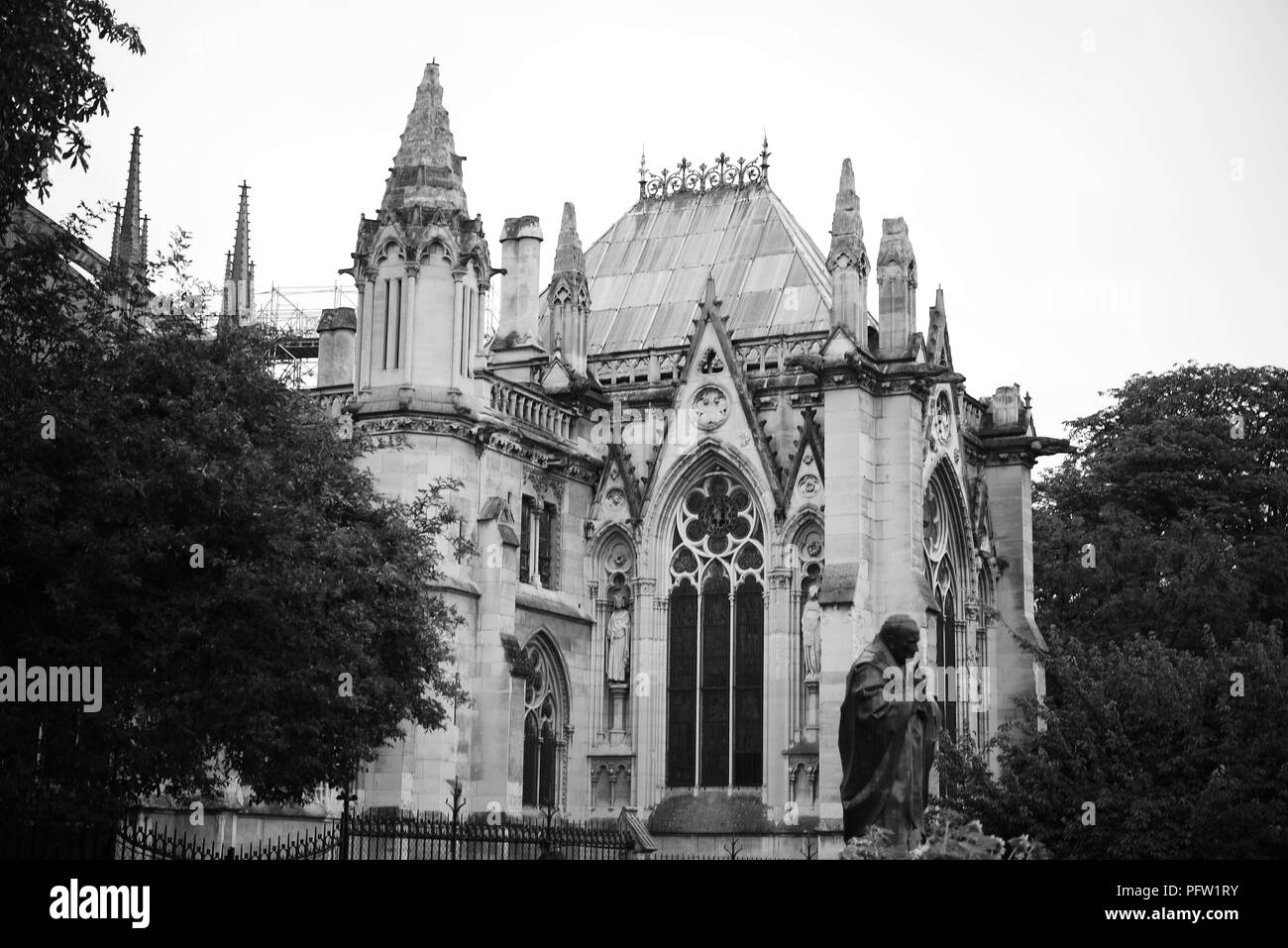 La photographie noir et blanc des monuments de Paris France Banque D'Images
