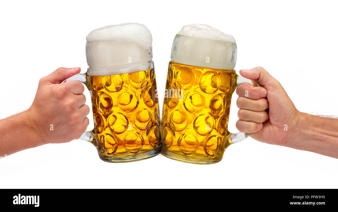 Beer mug isolé dans la main à l'Oktoberfest à Munich Banque D'Images