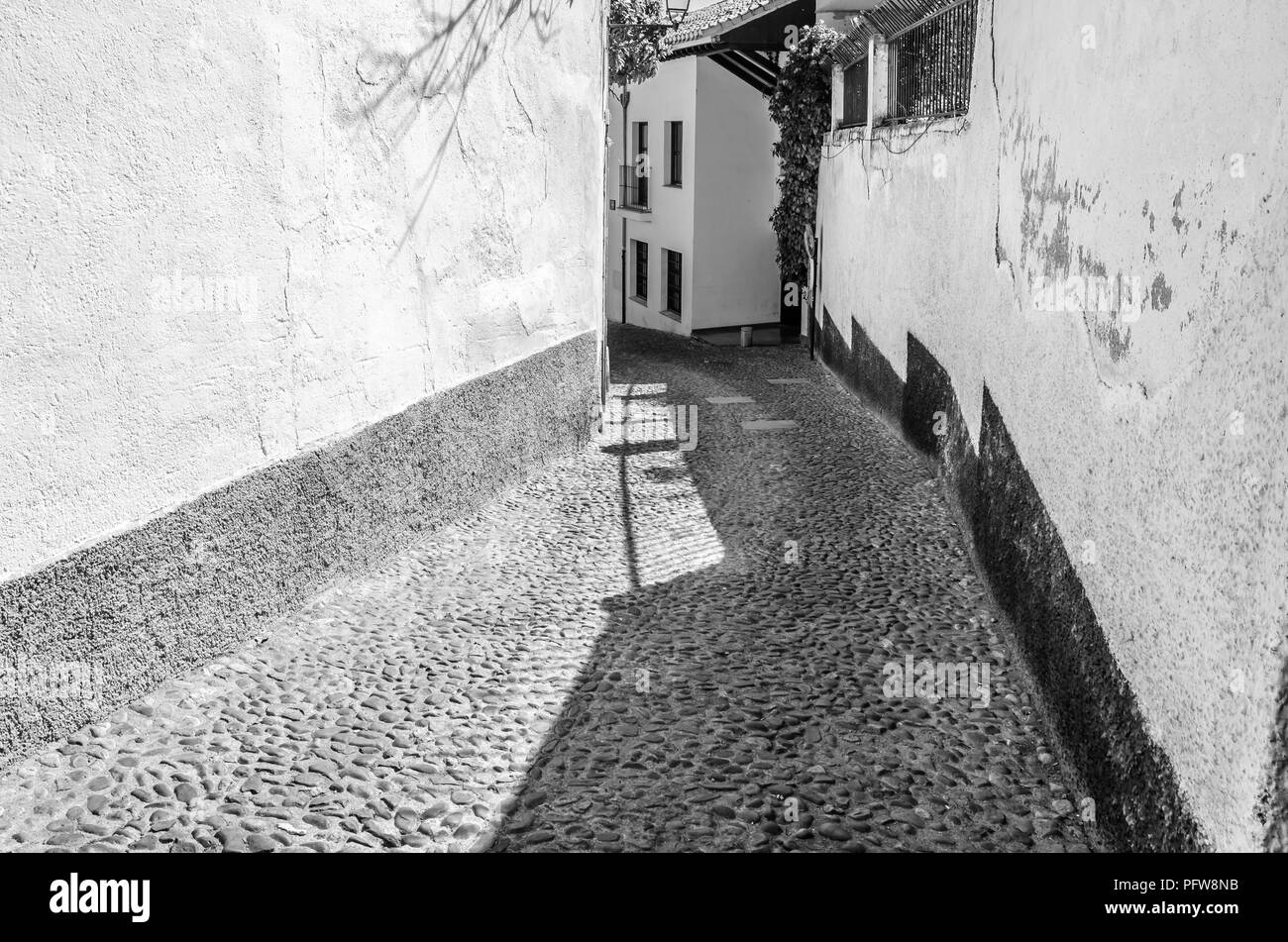 Image en noir et blanc de l'architecture à Grenade, Andalousie, Espagne du sud Banque D'Images