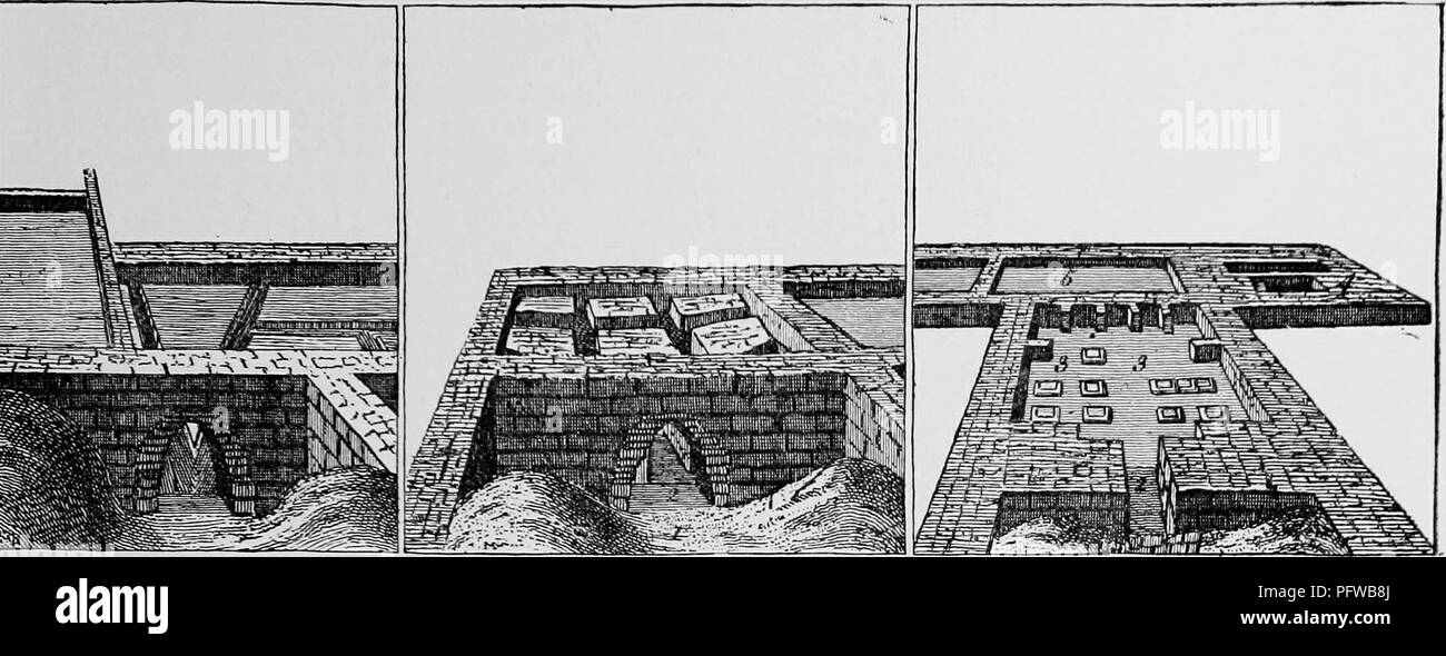 . L'histoire de Victoria du comté de Nottingham ;. L'histoire naturelle. ROMANO-BRITANNIQUES BRETAGNE la plupart des étages semblent avoir été de ciment. Ces mesurée respectivement j8 ft. bjr 17 pi. et 17 pi. par 11 pi., et étaient séparées par un épais mur double à partir de la chambre a marqué l. À l'extrémité une seule chambre avait peint les murs, les couleurs qui étaient très lumineux ; à cette partie de l'immeuble avait deux hypocaustes (Plan q et r ; voir fig. 13 et 14), avec leurs cheminées et piliers de tuiles soutenant les étages supérieurs, aussi une baignoire et caves. Un étage de grandes pierres plates a été retiré à c Banque D'Images