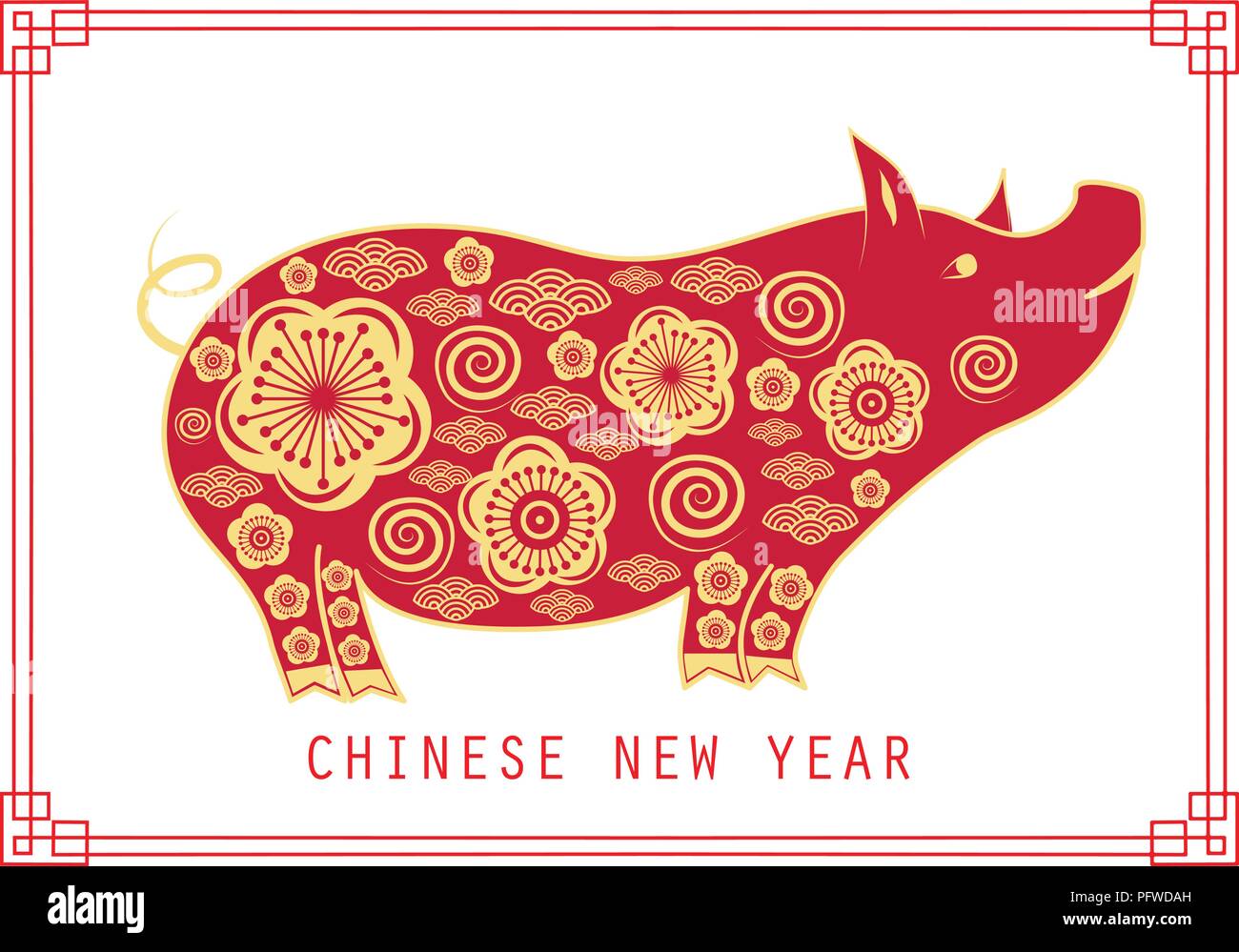 Joyeux Nouvel An chinois 2019. Année du cochon Image Vectorielle Stock
