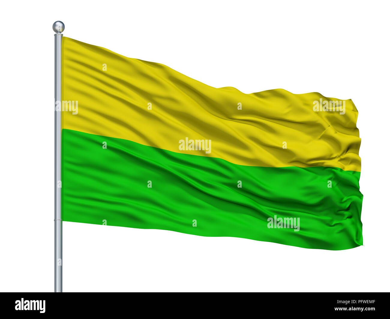 La ville de Chia drapeau sur mât, Colombie, isolé sur fond blanc Banque D'Images