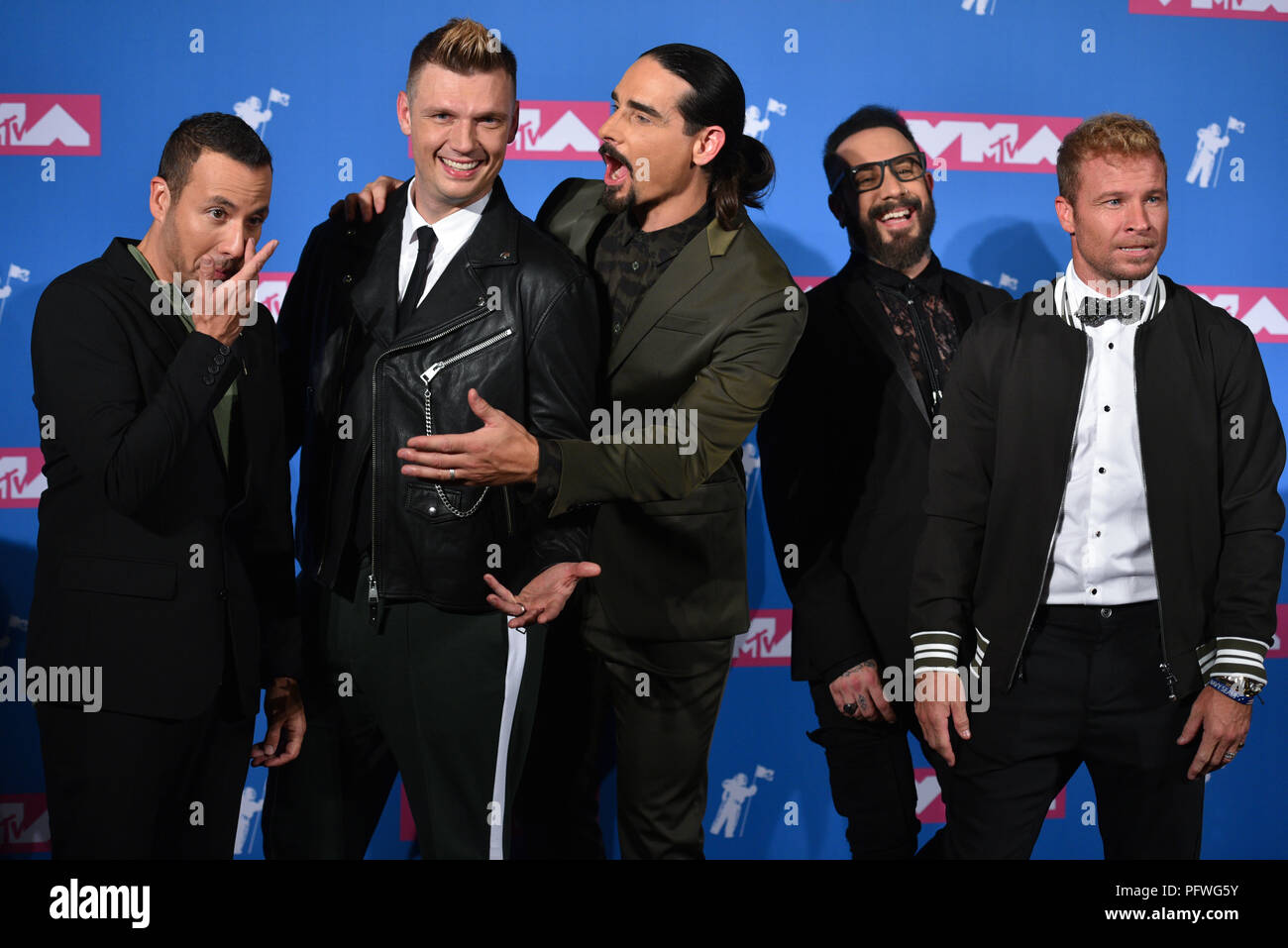 Backstreet Boys - A.J. McLean, Howie Dorough., Nick Carter, Kevin Richardson et Brian Littrell assister à la 2018 MTV Video Music Awards au Radio City M Banque D'Images