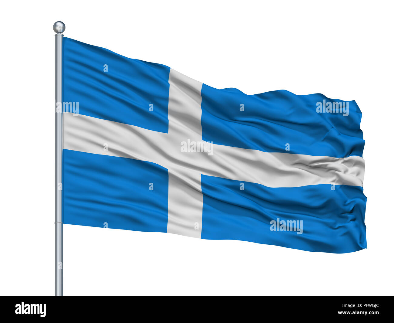 Ville de Parnu drapeau sur mât, l'Estonie, isolé sur fond blanc Banque D'Images