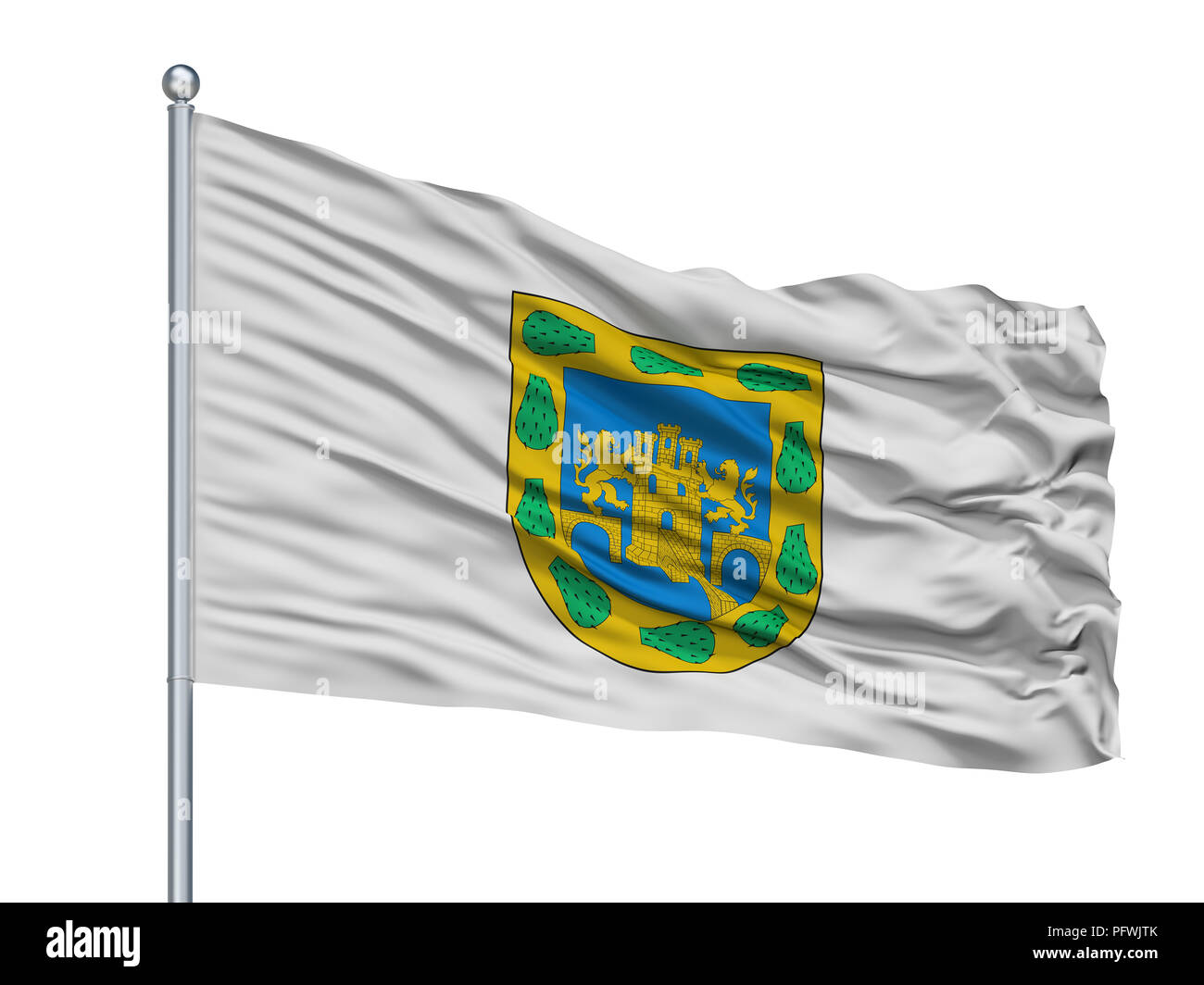 La ville de Victoria drapeau sur mât, Malte, Gozo Island, isolé sur fond blanc Banque D'Images