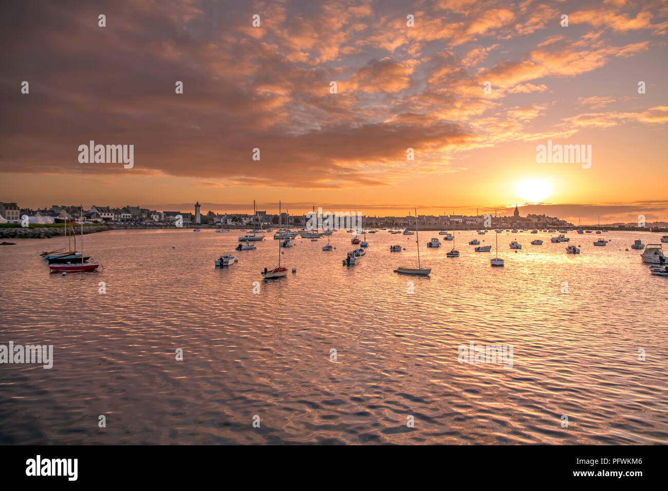 Coucher du soleil à Roscoff Banque D'Images