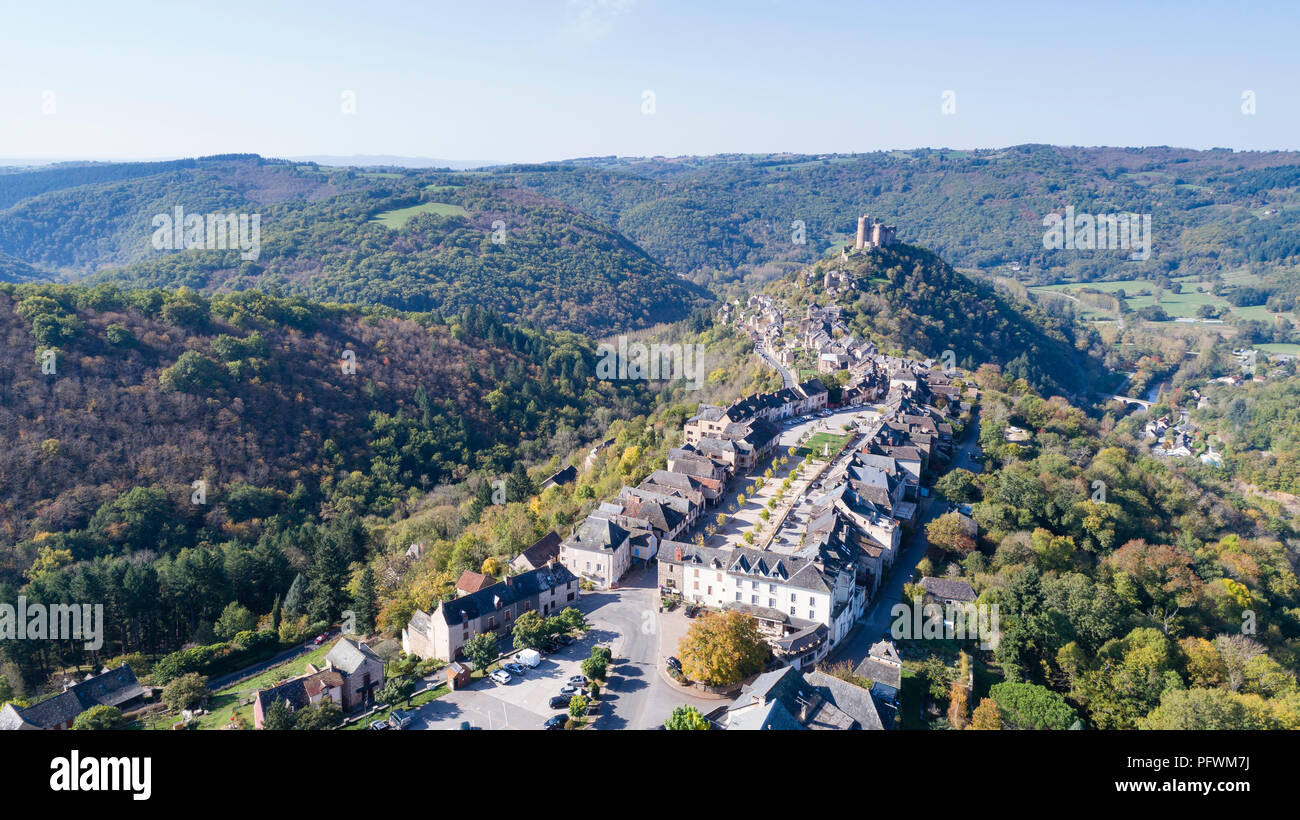 La France, l'Aveyron, Najac, étiqueté Les Plus Beaux Villages de France (Les Plus Beaux Villages de France), village médiéval et le château de Najac, ancien Banque D'Images