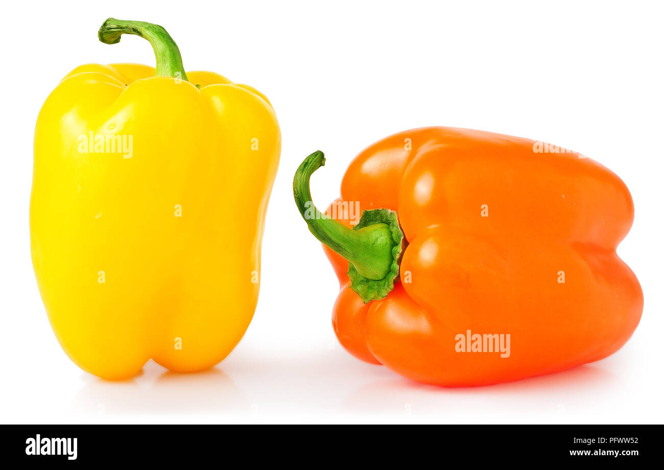 Poivrons colorés sur fond blanc Banque D'Images