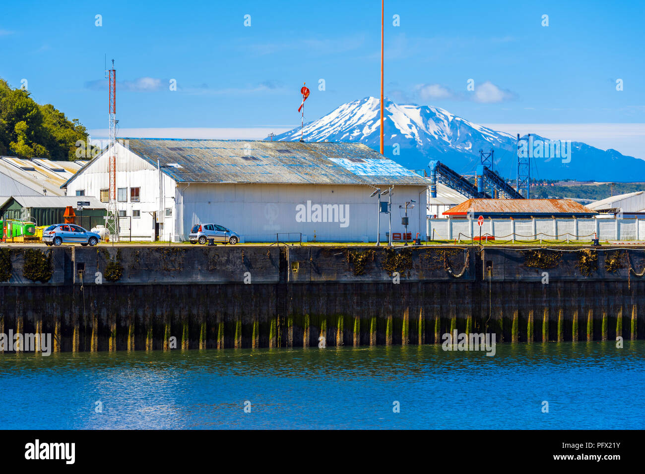 Vue sur le volcan Osorno, Puerto Montt, Chili. L'espace de copie pour le texte Banque D'Images