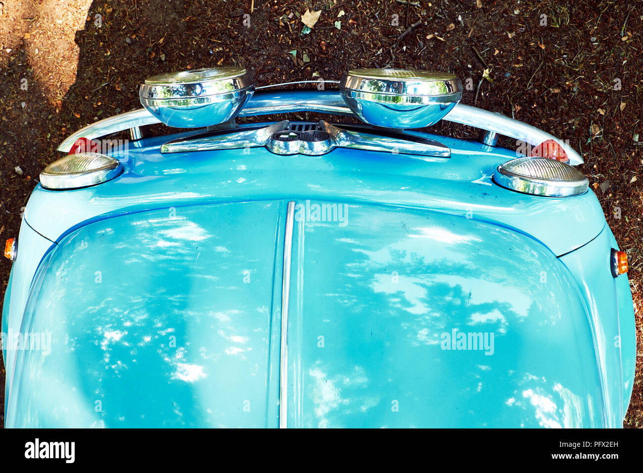 Fiat 500, vue du dessus de la hotte Banque D'Images